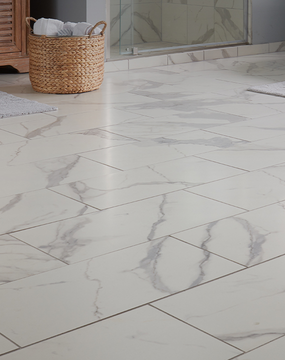 Installed tile flooring in home